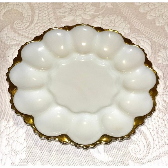 Milk Glass Deviled Egg Plate - Picture 8 of 12